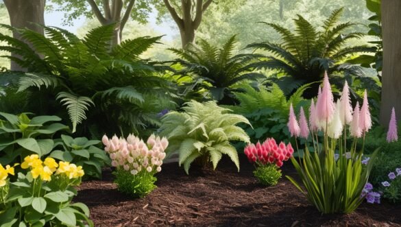 Ferns and Flowers in Shade