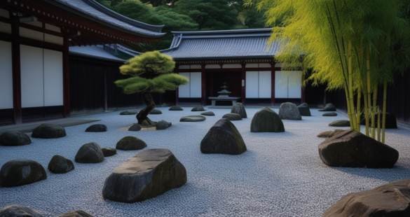 Tranquil japanese zen garden flatterten at